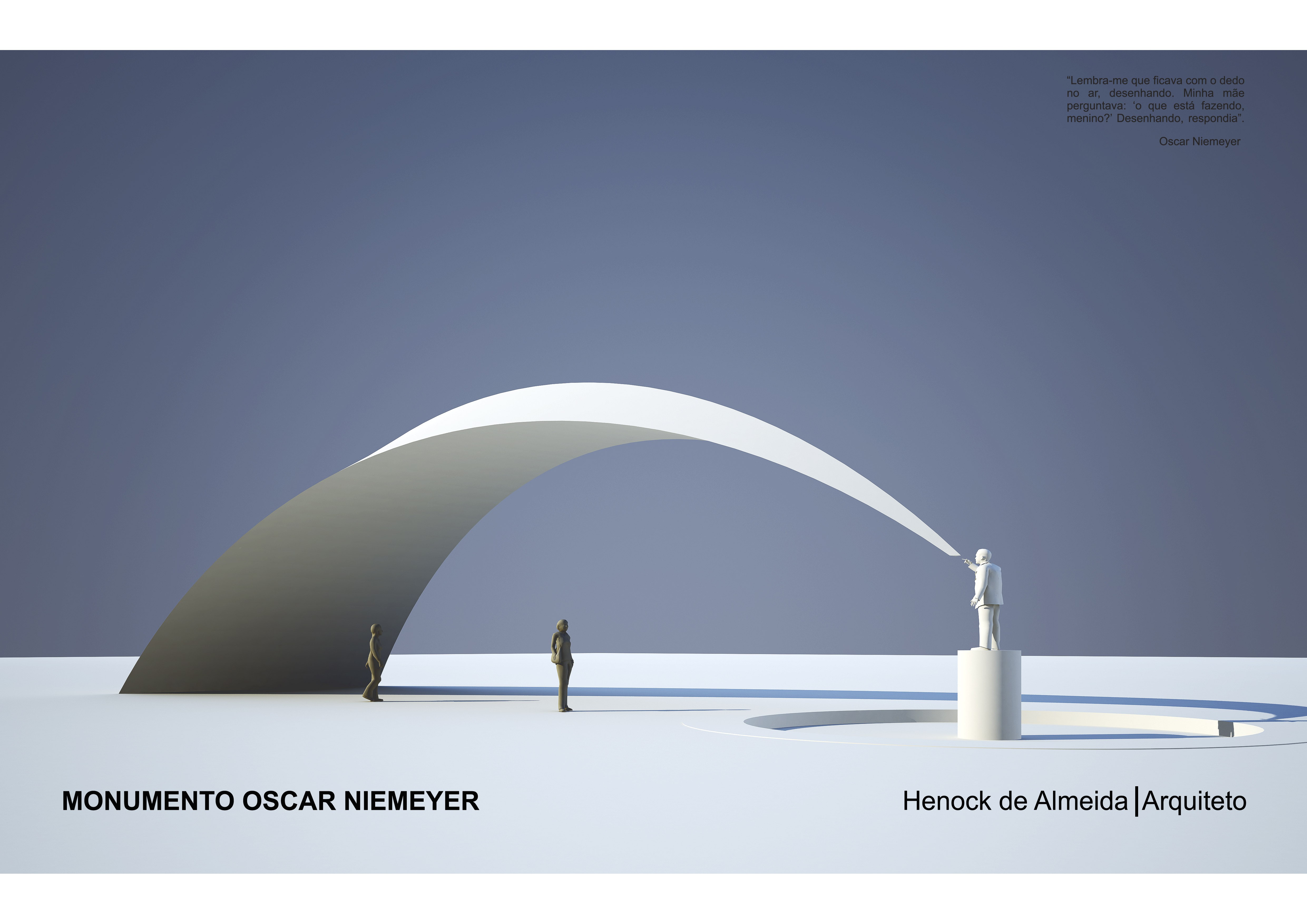 A projeção de como seria o memorial em homenagem a Niemeyer, no Rio