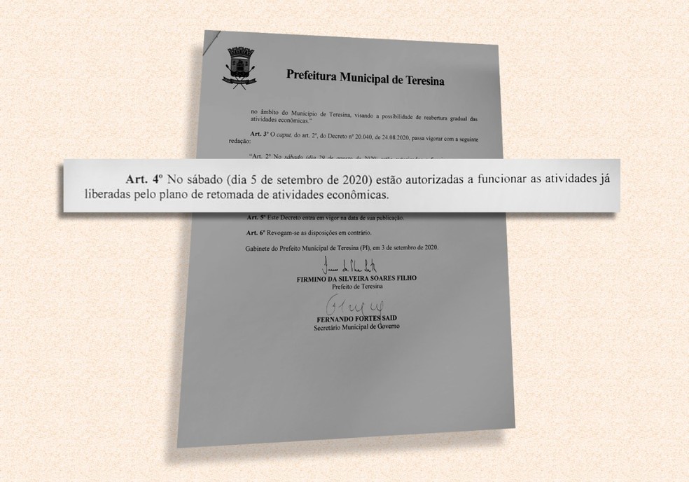 Decreto foi assinado pelo prefeito Firmino Filho (PSDB) nesta quinta-feira (3) — Foto: Divulgação /Prefeitura de Teresina