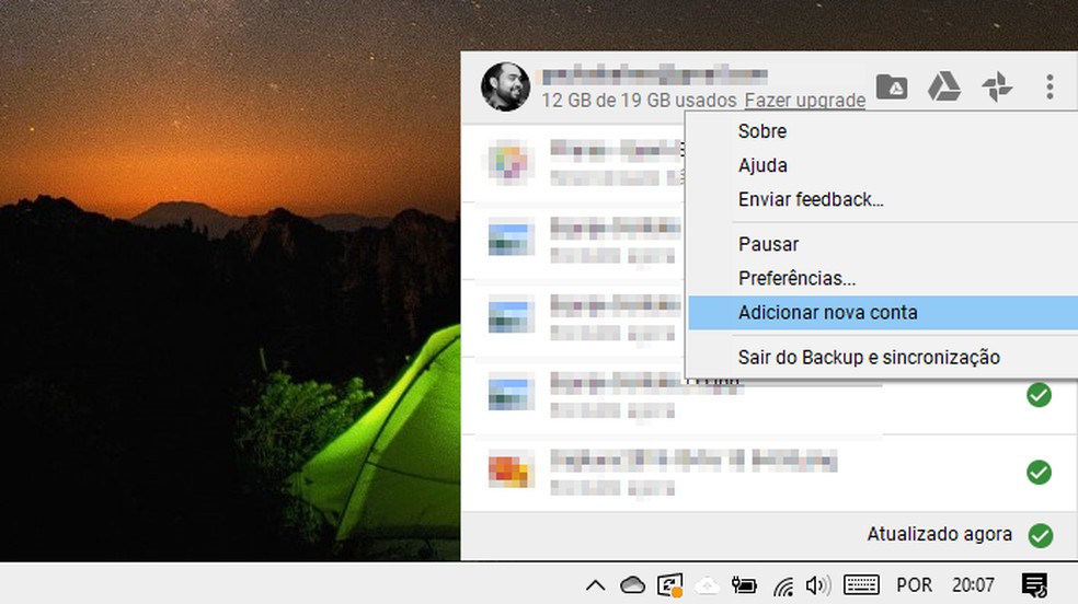 Adicione outra conta para ter dois backups independentes no mesmo computador — Foto: Reprodução/Paulo Alves
