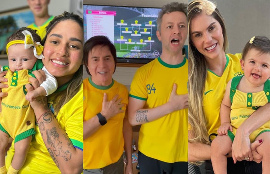 Famosos reúnem família para conferir a estreia do Brasil na Copa