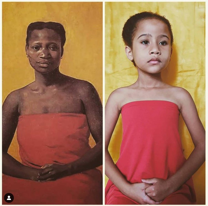 O quadro retratando a líder quilombola Tereza de Benguela foi usado como original em uma das releituras de Clara (Foto: Reprodução Instagram)