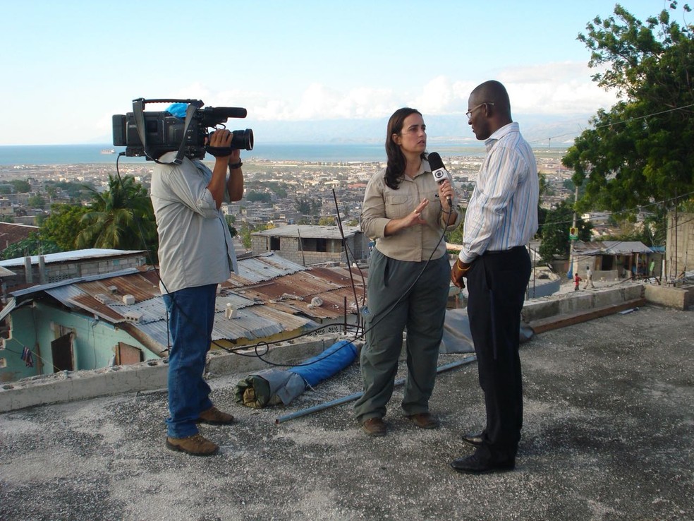 Equipe de reportagem no Haiti MS (Foto: TV Morena)