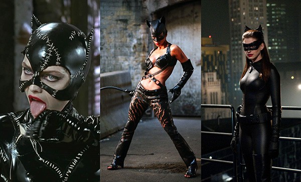 Michelle Pfeiffer em Batman: O Retorno (1992), Halle Berry em Mulher-Gato (2004), Anne Hathaway em Batman: O Cavaleiro das Trevas Ressurge (2012) (Foto: Divulgação)