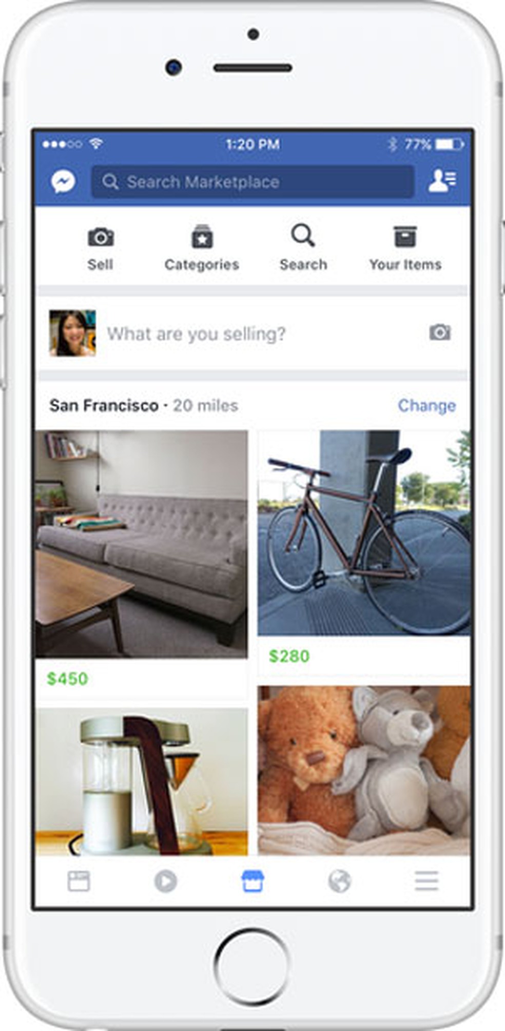 'Marketplace', do Facebook, para usuários comprarem e venderem objetos (Foto: Divulgação/Facebook)