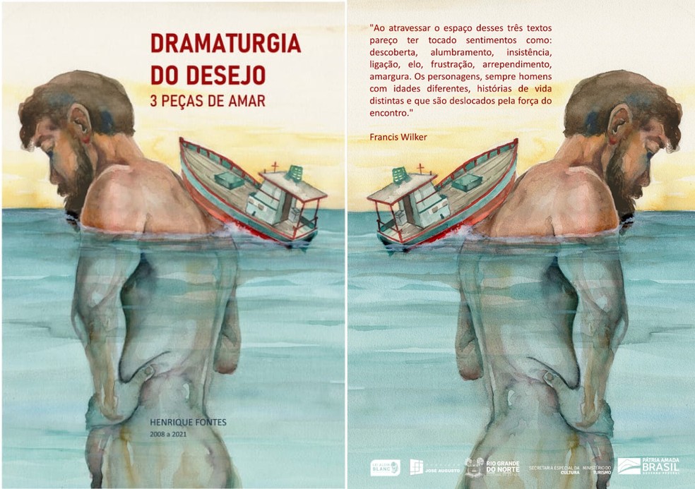 Capa de 'Dramaturgia do Desejo – 3 peças de amar' tem ilustração do artista potiguar Daniel Torres — Foto: Divulgação