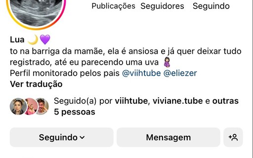 Lua, filha de Viih Tube e Eliezer, alcança 1 milhão de seguidores no Instagram