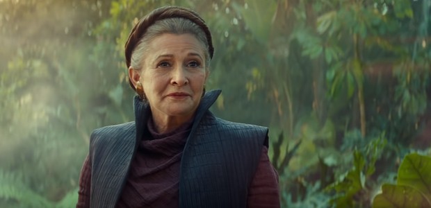 Carrie Fischer, a eterna princesa Leia em Star Wars: Episódio IX - A Ascensão Skywalker (Foto: Reprodução YouTube)