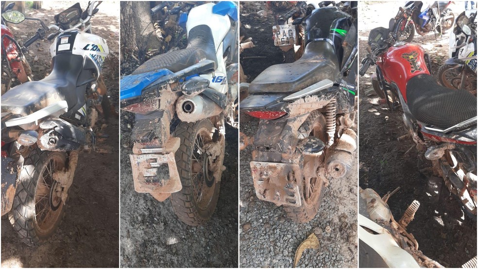 Motos apreendidas pela polícia na operação em Vitória do Mearim — Foto: Divulgação/Polícia Civil