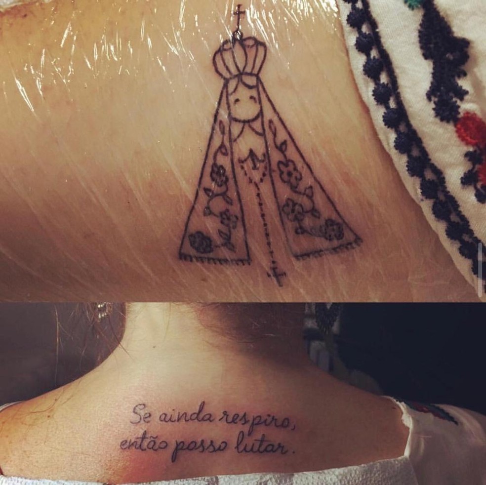 Tatuagens feitas por Fabiana Azzolini após receber o diagnóstico de câncer metastático — Foto: Arquivo pessoal