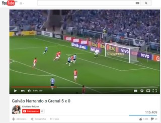 Vídeo mostra gols de Gre-Nal com narração de Galvão no 7 a 1 e vira hit