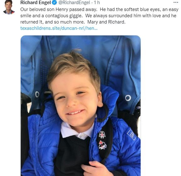 Richard Engel anunciou a morte do filho, Henry, que sofria de síndrome de Rett (Foto: Reprodução / Twitter)
