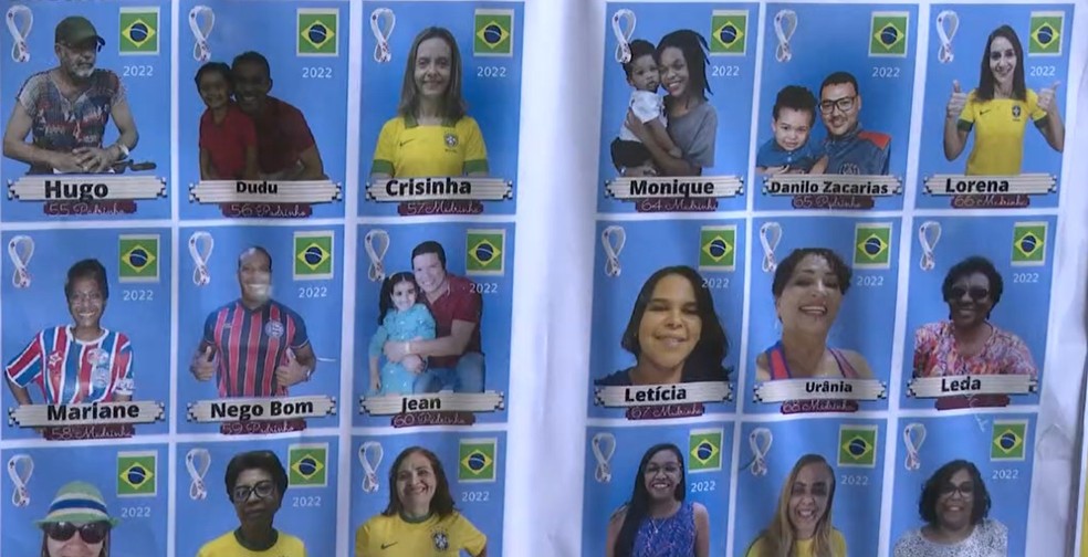 Alunos de escola em Salvador 'viram' figurinhas de craques em álbum da Copa do Mundo do Catar — Foto: Reprodução/TV Bahia