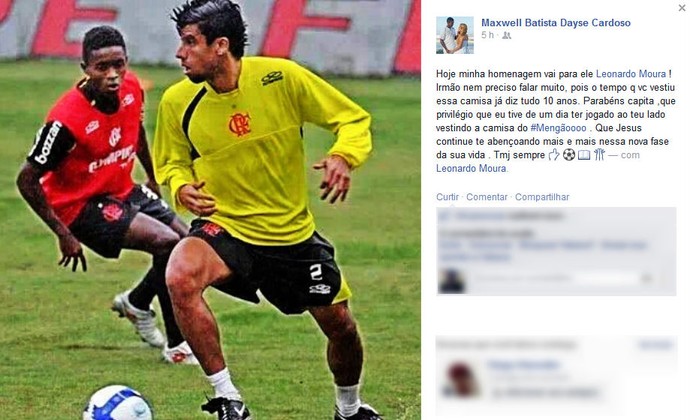 Campeão no Flamengo, lateral da Tiva faz homenagem a Leonardo Moura