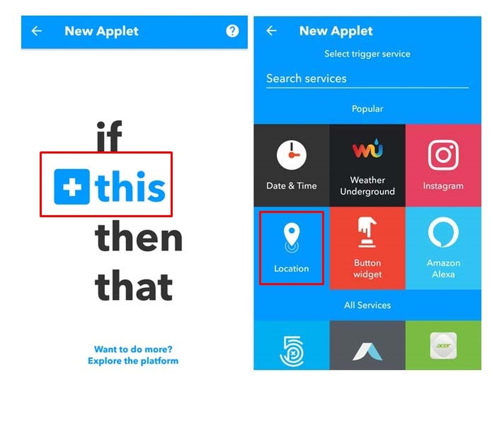 Selecione a opção "Location" no IFTTT (Foto: Reprodução/ Taysa Coelho)
