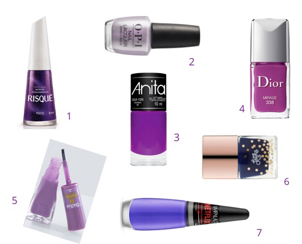 Sugestões de esmaltes violetas (Foto: Divulgação)