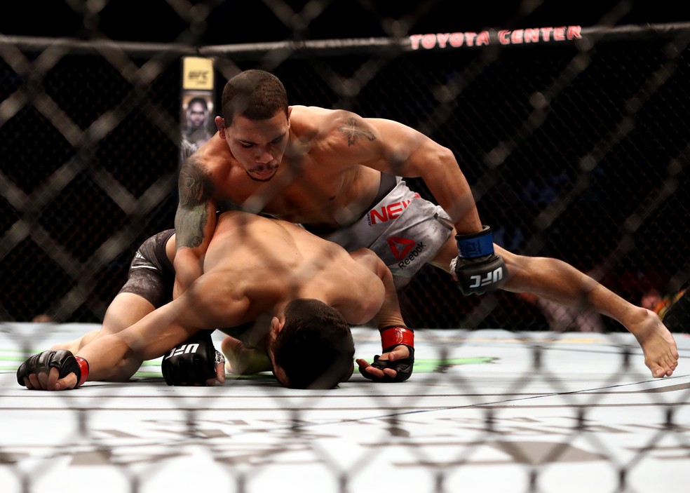 Journey Newson nocauteou Domingo Pilarte em 38s do UFC 247 — Foto: Getty Images