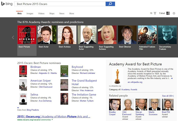 Bing acertou maior parte dos vencedores do Oscar (Foto: Reprodu??o/WinBeta)