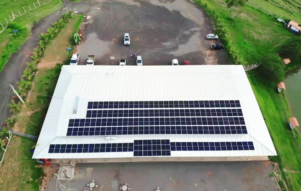 Energia solar instalada pela GRD Solar no Pesqueiro Suguimoto, em Álvares Machado- SP. Imagem: Cedida. — Foto: Cedida.