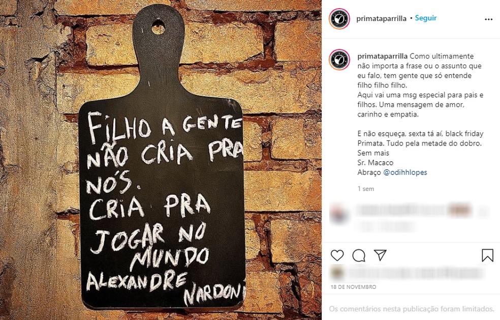 Procon-SP multou, nesta terça-feira (1º), petiscaria de Presidente Prudente por causa de publicações em rede social — Foto: Reprodução/Instagram