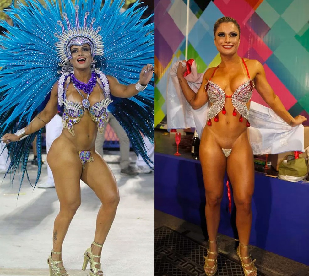 Dani Sperle ficou marcada no Carnaval por seus minúsculos tapa-sexos — Foto: Daniel Pinheiro/Agnews/Reprodução/Internet/Isac Luz