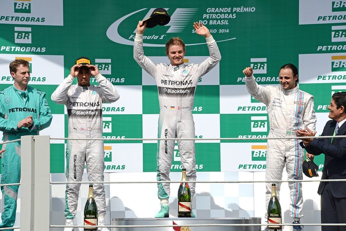 GP Brasil Fórmula 1 - Nico Rosberg, Massa, Hamilton (Foto: AFP)