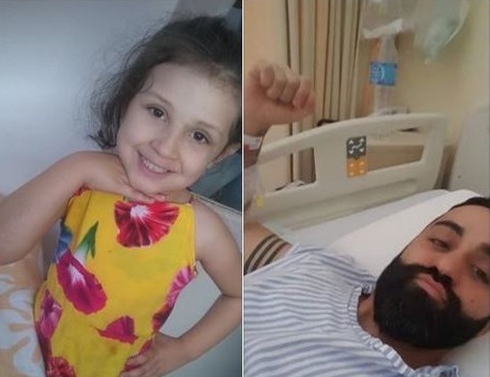 Myllena e Andrei se conheceram por videochamada 20 meses ap&oacute;s o transplante de medula &oacute;ssea que salvou a vida da pequena &mdash; Foto: Arquivo pessoal
