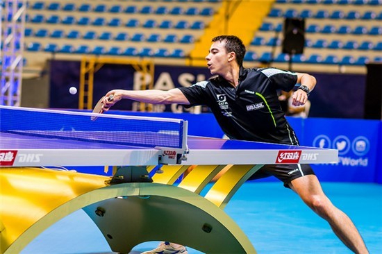 Hugo Calderano na final do Aberto da Áustria (Foto: ITTF)