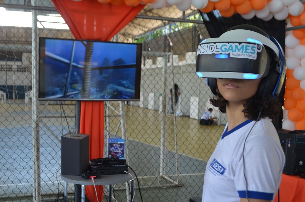 Jogos de realidade virtual e atividades didáticas ganharam destaques no evento — Foto: Jorge Abreu/G1 
