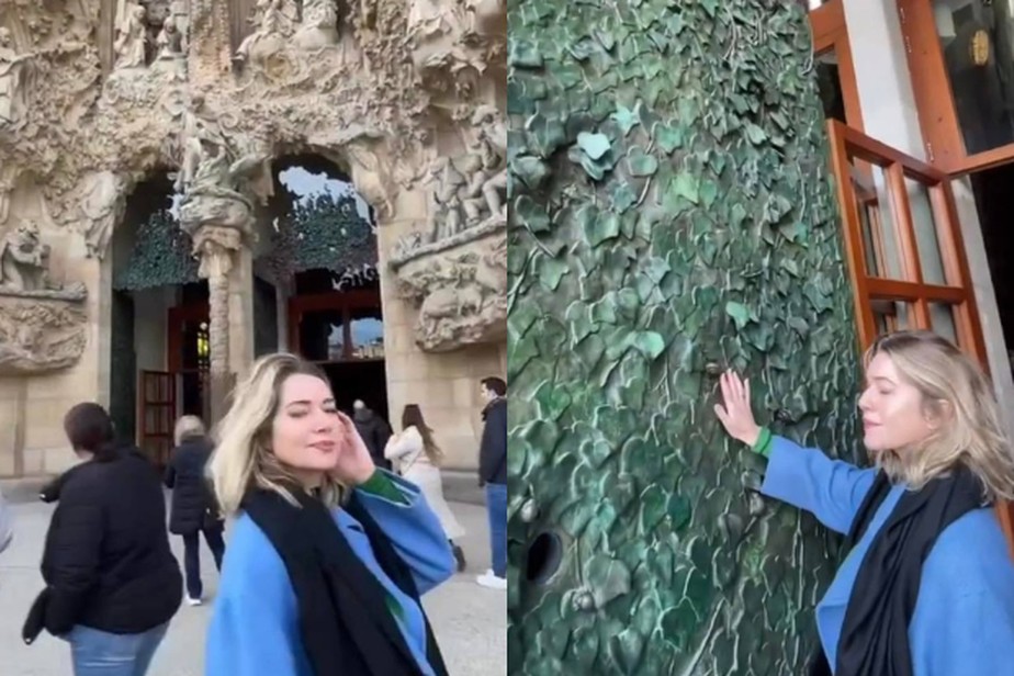 Leticia Spiller visita Sagrada Família, em Barcelona, na Espanha