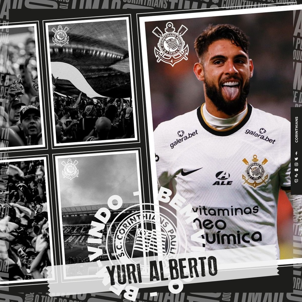 Corinthians anuncia Yuri Alberto — Foto: Reprodução