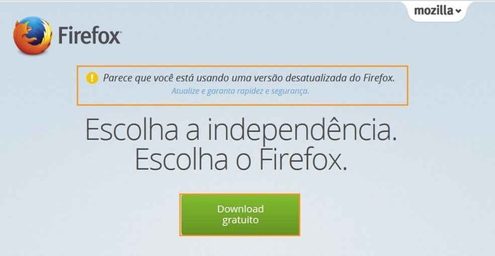 Acesse o site do Firefox e inicie o download da atualização (Foto: Reprodução/Barbara Mannara) — Foto: TechTudo