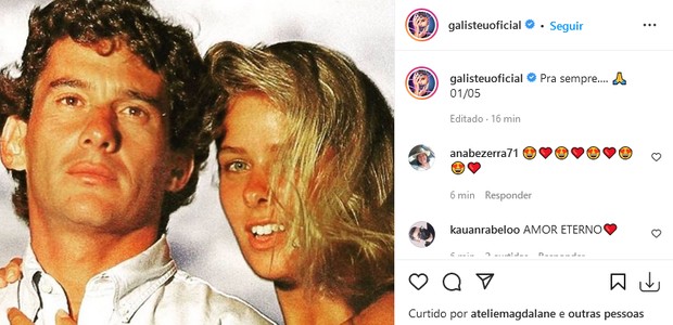 Ayrton Senna e Adriane Galisteu em foto antiga (Foto: Reprodução/Instagram)