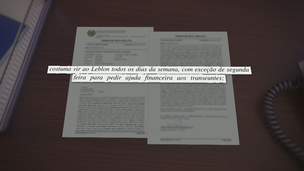 Em depoimento, um dos adolescentes contou que era levado para pedir dinheiro todos os dias da semana, menos às segundas-feiras — Foto: Reprodução/ TV Globo