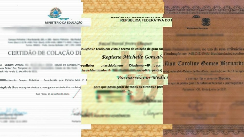 Documentos falsos apresentados ao Cremesp — Foto: Reprodução