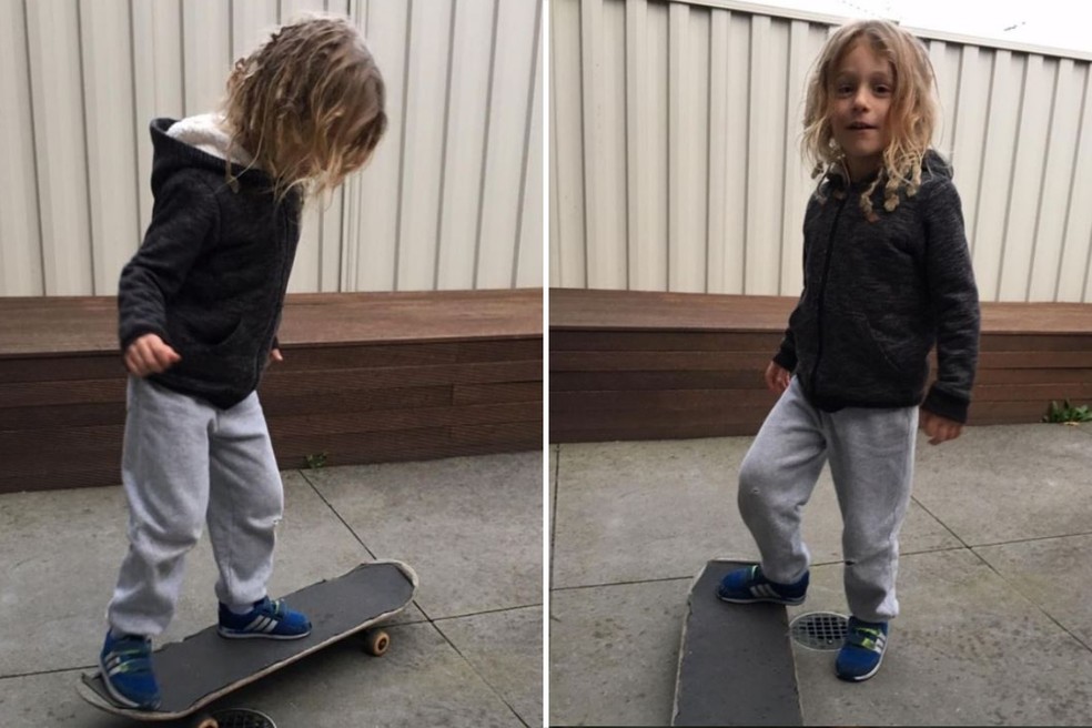 Zion começou a andar de skate aos 5 anos na Austrália — Foto: Arquivo pessoal