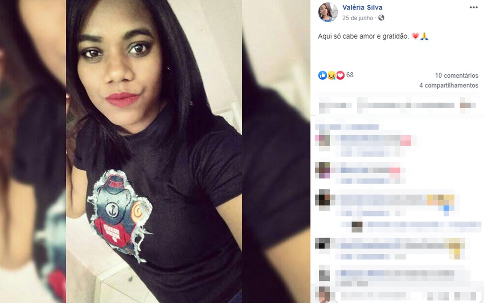 ValÃ©ria Alberto Silva, de 20 anos, foi morta a tiros em Feira de Santana, cidade a cerca de 100 km de Salvador â€” Foto: ReproduÃ§Ã£o/Facebook