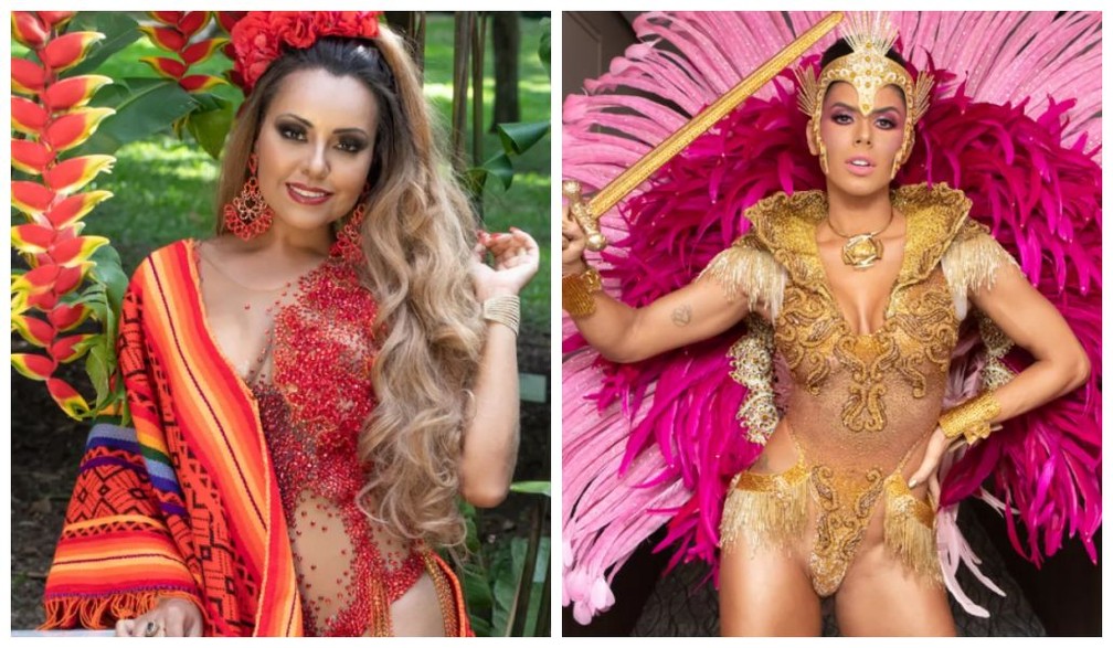 Ana Beatriz Godói estreia na frente da bateria da Rosas de Ouro e Thais Bianca segue como musa dos compositores — Foto: Celso Tavares/G1