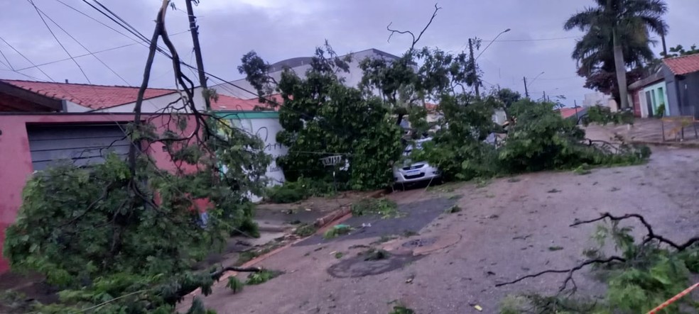 Chuva acompanhada de ventos fortes atinge bairros de Tatuí (SP) — Foto: Sidnei Floriano Ribeiro/Divulgação