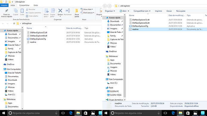 Windows Explorer pode ter interface clássica e funções do Windows 7 trazidas de volta (Foto: Reprodução/Elson de Souza)