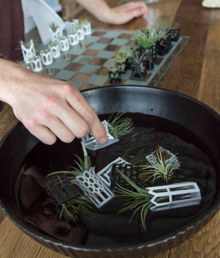 Esse jogo de xadrez vivo usa peças impressas em 3D e plantas