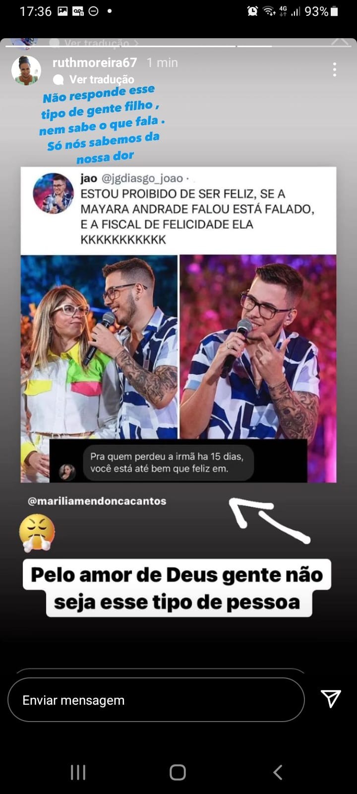 Mãe de Marília Mendonça defende irmão da cantora após críticas nas redes sociais (Foto: Reprodução/Instagram)