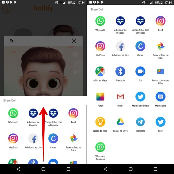 Dollify Como Fazer O Boneco E Compartilhar No Instagram Ou Whatsapp Imagens Techtudo - viramos jogadores de futebol com poderes no roblox youtube