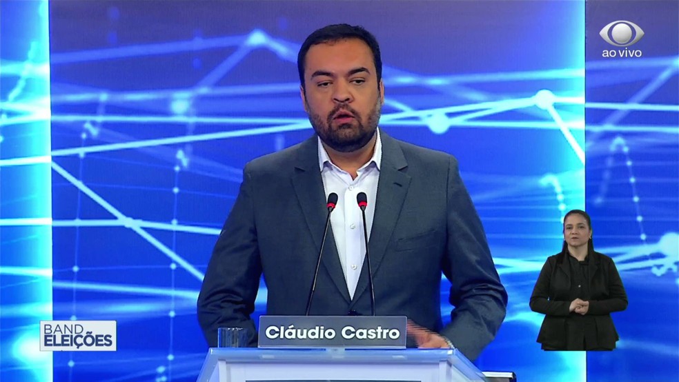 O governador Cláudio Castro no debate da Band — Foto: Reprodução