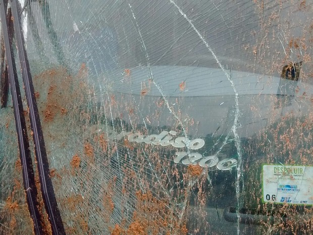 Veículo teve o vidro trincado pelo impacto do acidente (Foto: Gerlecir Oliveira/TV Rio Sul)