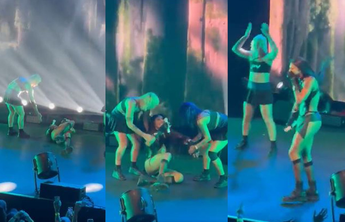 Pabllo Vittar cai em durante display nos EUA e brinca: ‘European moro no Brasil, esse tombo não foi nada’