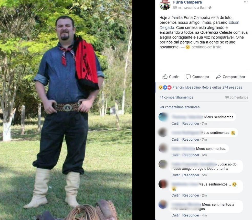 Edson Delgado, de 41 anos, morreu após acidente em Itapetininga (Foto: Reprodução/Facebook)