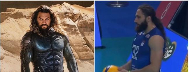 Nikola Meljanac, jogador de vôlei da Sérvia, foi comparado por internautas a Jason Mamoa, que faz o papel de Aquaman — Foto: Instagram / Reprodução