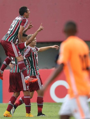 Comemoração do Fluminense contra o Nova Iguaçu (Foto: Márcio Mercante / Estadão contéudo)
