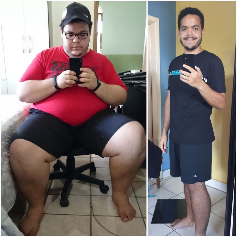 Felipe Machado eliminou 80 quilos com dieta low carb e boxe. Processo de emagrecimento foi mostrado em canal no Youtube (Foto: Felipe Machado/Arquivo pessoal)