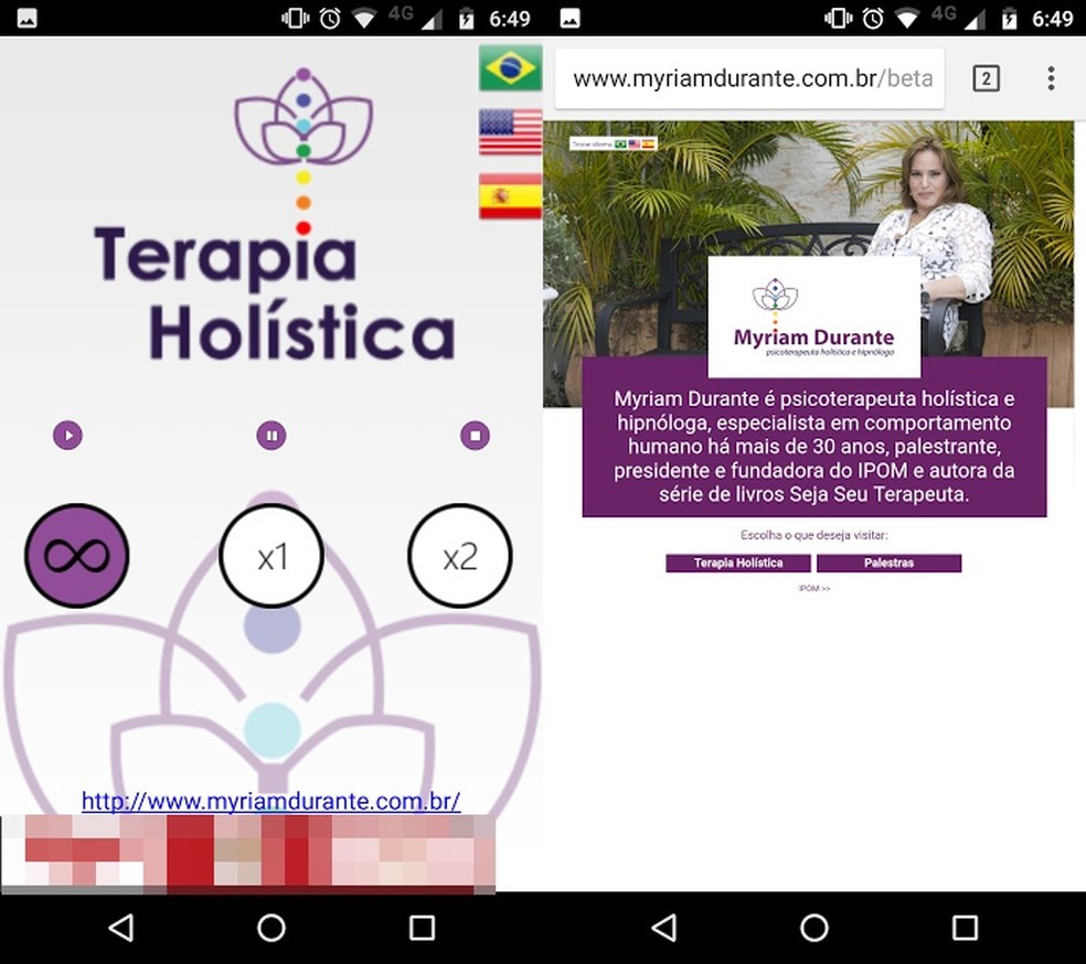 Aprenda a Relaxar MD: app simples com meditação em três línguas e link para site (Foto: Reprodução/Bruno Soares)